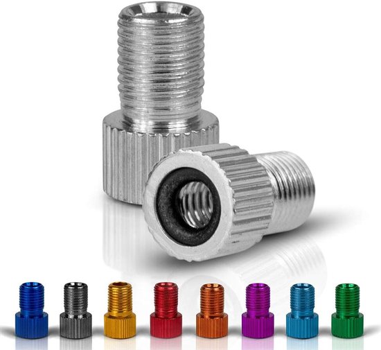 Ventieladapter Fiets - Fietsventiel Verloop - Band Oppompen - Universele Pasvorm - 2 Stuks - Zilver