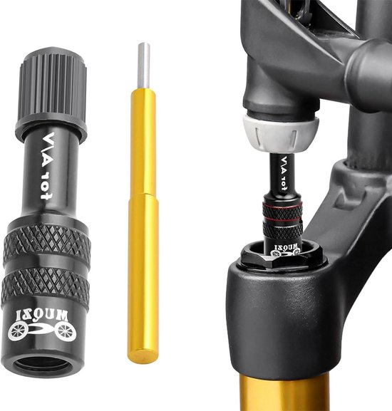 Ventieladapter Fietsvork - Fietspomp Adapter - Voorvork Pompen - Lekvrije Afdichting - Compact Ontwerp - Zwart