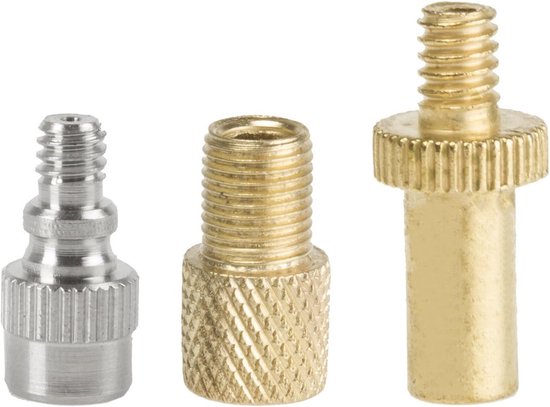 Ventieladapter Set - Fietspomp Adapters - Banden Oppompen - Messing en Staal - 3 Delig - Zilver Goud