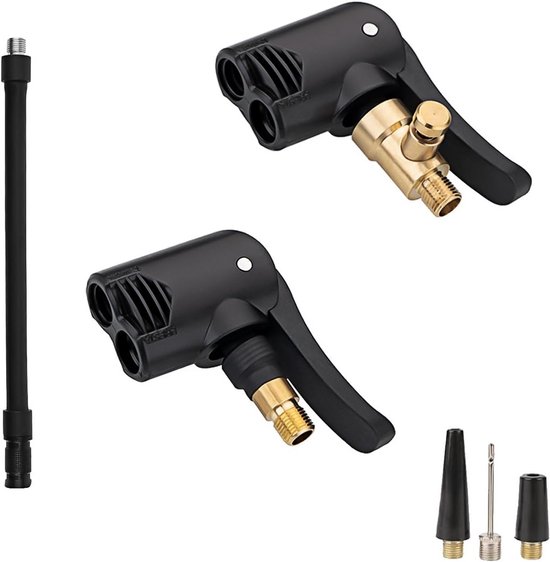 Ventieladapters 2 stuks - Fiets ventiel - Band oppompen - Twee-in-één ontwerp - 7.8mm schroefdraad - Zwart