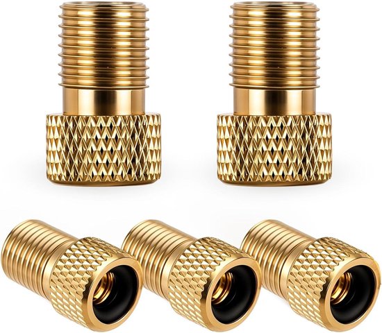 Ventieladapters - Fietspomp adapters - Banden Oppompen - Lekvrij Messing - 5 Stuks - Geel