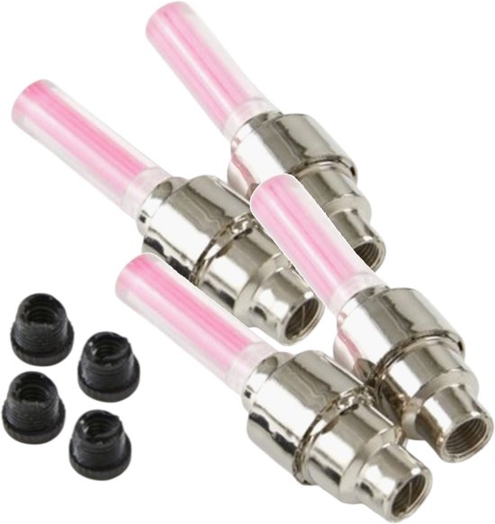 Ventieldopje LED Verlichting - 4 stuks Roze - Ventielverlichting voor Fiets, Fatbike, Scooter en Auto