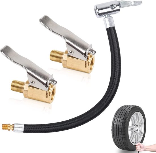 Ventielverlengset voor Auto, Fiets en Motorfiets - 10 cm Slangadapter voor Bandenpomp - 2 Stuks