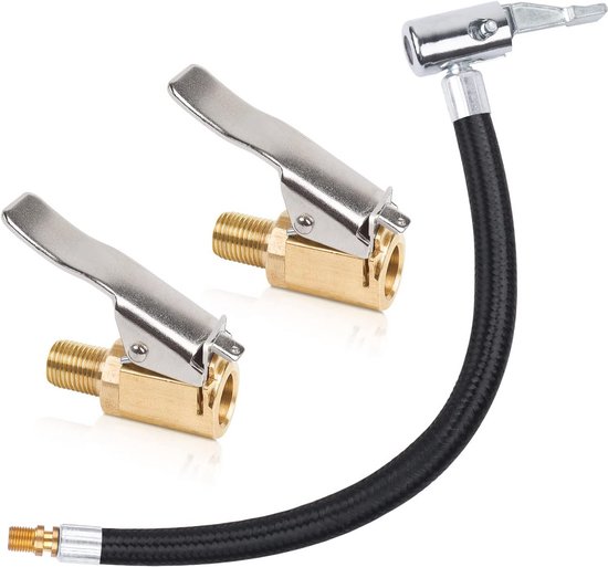 Ventielverlengset voor bandenpomp - 20 cm slang met adapters voor auto, fiets en motorfiets