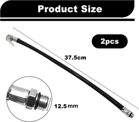 Ventielverlengstuk Set - Bandenpomp Slang - Banden Oppompen - Universele Aansluiting - 375cm Lengte