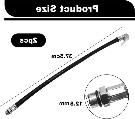 Ventielverlengstuk Set - Bandenpomp Slang - Banden Oppompen - Universele Compatibiliteit - 2 Stuks 375cm - Zwart