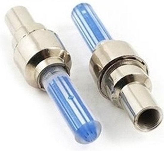 Ventielverlichting - 2x - blauw - LED - incl. batterijen - fietsverlichting