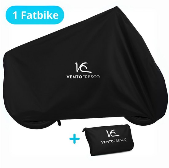 Vento Fresco Waterdichte Fatbike hoes - Voor 1 Fatbike Met Opbergzak - Bescherming Fatbike XL - Universele En Stijlvolle Zwarte Fatbikhoes - 200x110x80 cm