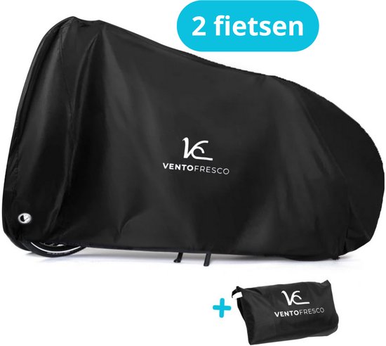 Vento Fresco Waterdichte Fietshoes Voor 2 Fietsen Met Opbergzak - Bescherming Fiets XXL - Universeel En Stijlvol Zwart - 200x110x85 cm- van Merkloos