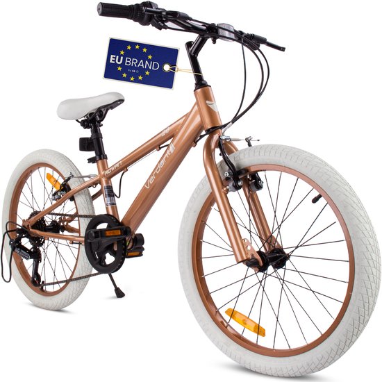 Verdant Bike Kinderfiets voor jongens van 6 tot 10 jaar, 20 inch Cappuccino, wielmaat te kiezen uit 6 versnellingen Shimano, in hoogte verstelbaar van Verdant