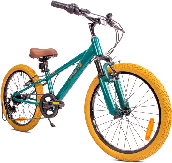 Verdant Bike Kinderfiets voor jongens van 6 tot 10 jaar , 20 inch Groen met schokdemper, wielmaat te kiezen uit 6 versnellingen Shimano van in hoogte verstelbaar van Verdant
