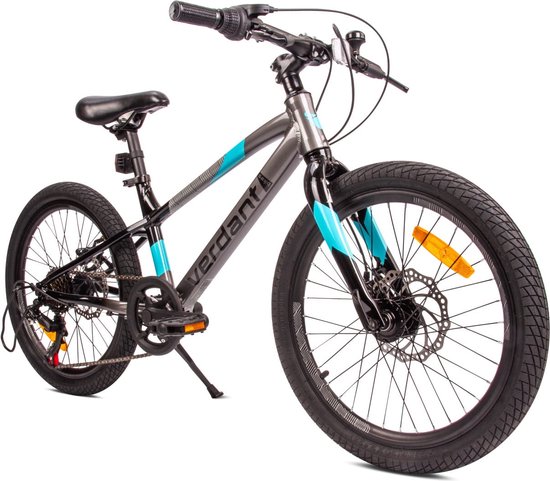 Verdant Kinderfiets voor jongens aluminium jeugdfiets van 6 tot 10 jaar, 20 inch Grafiet Blauw, 6 versnellingen Shimano fiets voor kinderen, in hoogte verstelbaar van Verdant