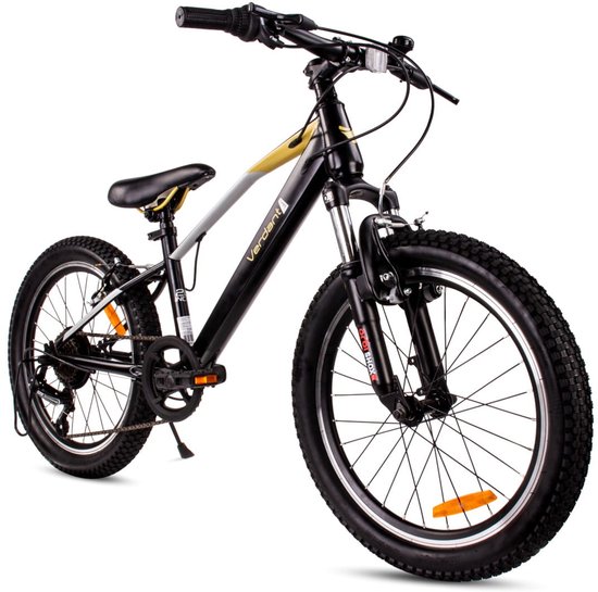 Verdant Kinderfiets voor jongens van 6 tot 10 jaar, 20 inch, 6 versnellingen, Shimano kinderfiets, verstelbare hoogte (Zwart en Goud) van Verdant