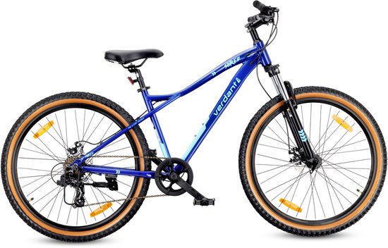 VERDANT SHRED Mountainbike 27.5", MTB-fiets voor dames en heren, fiets 27.5 inch - aluminium frame, schijfremmen, 7 versnellingen - Blauw van Verdant