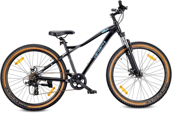 VERDANT SHRED Mountainbike 27.5", MTB-fiets voor dames en heren, fiets 27.5 inch - aluminium frame, schijfremmen, 7 versnellingen - Zwart van Verdant