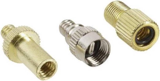Verloopnippel Set - Ventiel Adapters - Fietsbanden Oppompen - Messing Materiaal - 3 Delig - Goud