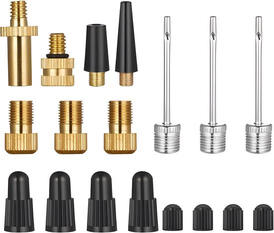 Verloopnippels Set 18 Stuks - Adapter Fietsventiel - Autoventiel - Ballenpomp Naalden - Luctbed - Zwemband - Universeel van Dekki.
