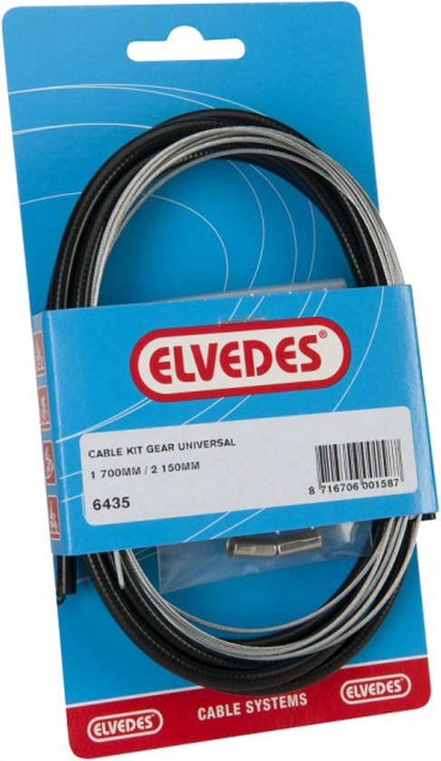 Versnellingskabel compleet universeel Elvedes 1700mm / 2250mm verzinkt - zwart (op kaart) van VER