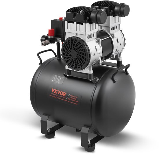 VEVOR compressor 40L luchtcompressor 125PSI perslucht 1,25 kW fluistercompressor