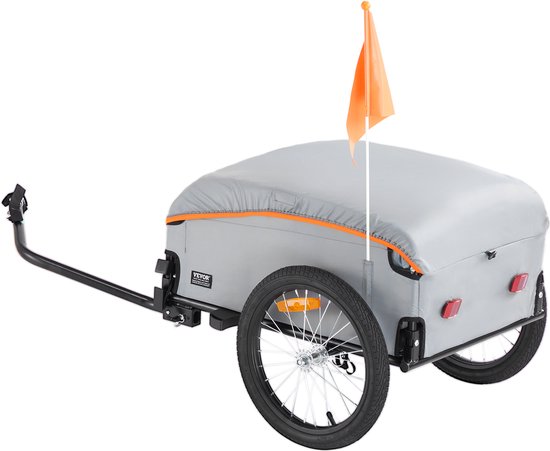 VEVOR fietskar 45kg draagvermogen transportkar opvouwbaar en compact op te bergen met universele koppeling waterdichte hoes 40cm wielen veilige reflectoren geschikt voor 558,8-711,2mm fietswielen