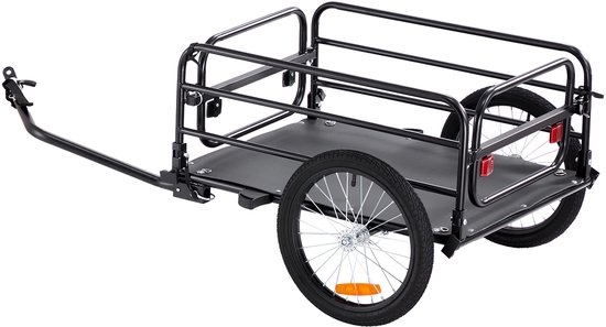VEVOR Fietskar 72 Kg Draagvermogen Transportkar Opvouwbaar en Compact Op Te Bergen Snelsluiting Met Universele Koppeling 40,6 Cm Wielen Veilige Reflectoren Geschikt voor Fietsen Van 558,8-711,2 Mm