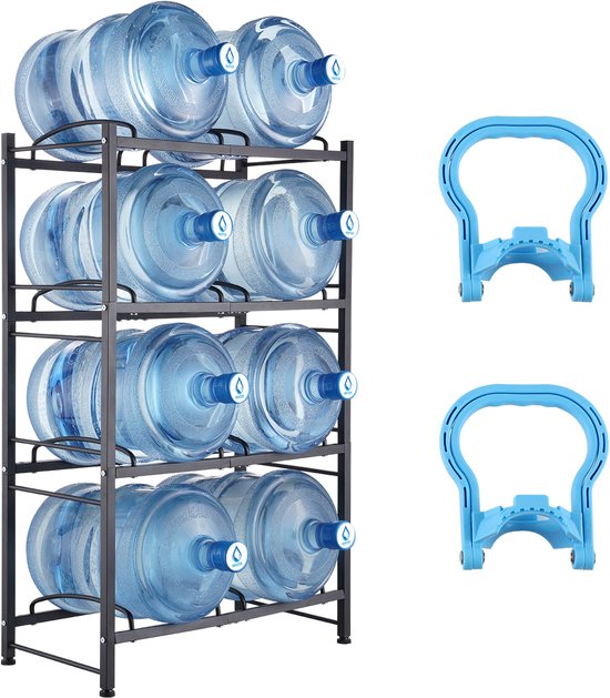 VEVOR Waterkanhouder Dubbele Rij Waterflessenrek 8 Flessen Zwart