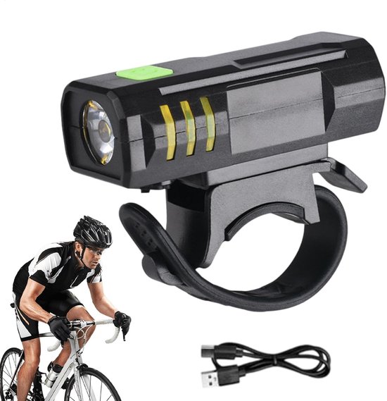 VHV - Fietslamp - oplaadbare fiets voorlamp - USB oplaadbaar - 3 lichtstanden - voor nachtritten, stadsfiets, racefiets en mountainbike