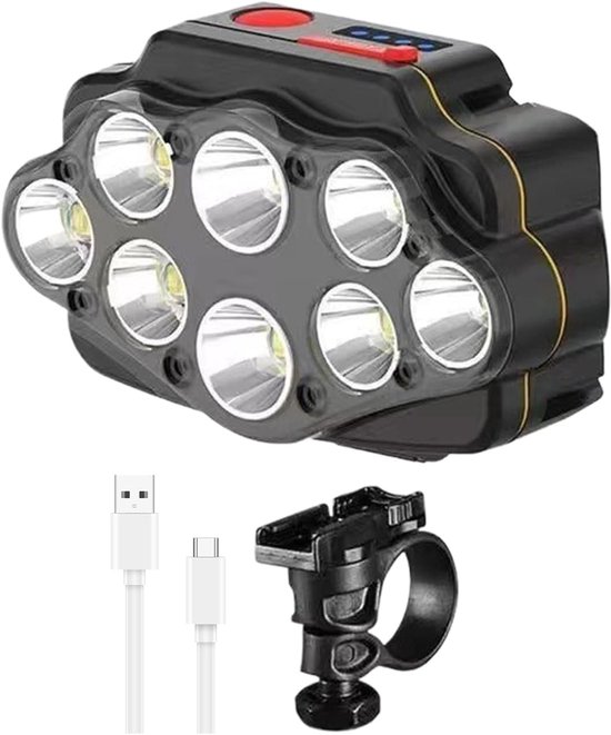 VHV - Fietsverlichting LED Voorlicht - LED Koplamp Fiets voor Nacht Rijden - 8 LED, waterbestendig ontwerp - voor Mountainbike, Racefiets, Stadsfiets, E-bike en Woon-Werkverkeer