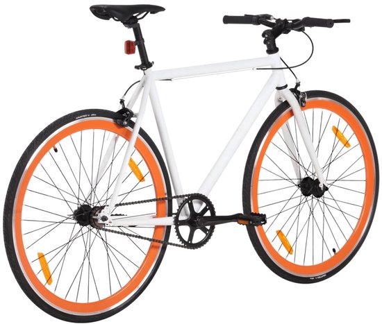VidaXL – Bike – Fixie – White – 55cm – Orange - Oranje - Fiets van Merkloos