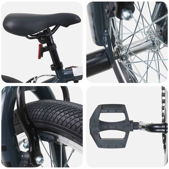 vidaXL - BMX - Fiets - 16 - Inch - voor - 5-8 - jaar - oud - Donkergrijs