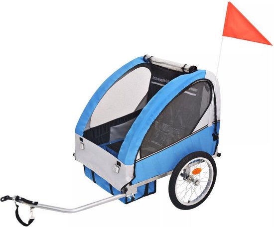 vidaXL - Fietstrailer - 30 - kg - grijs - en - blauw van vidaXL