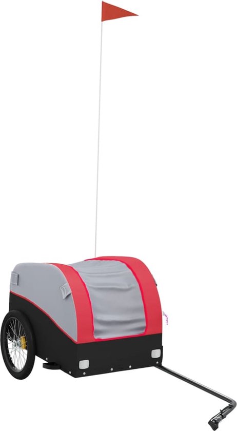 vidaXL - Fietstrailer - 30 - kg - ijzer - zwart - en - rood van vidaXL