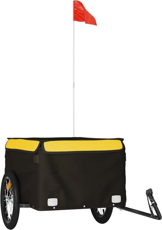 vidaXL - Fietstrailer - 45 - kg - ijzer - zwart - en - geel van VidaXL