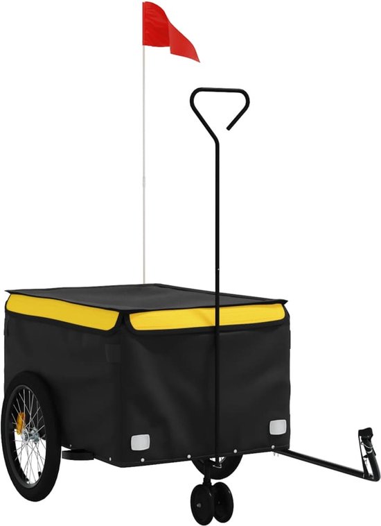 vidaXL - Fietstrailer - 45 - kg - ijzer - zwart - en - geel van VidaXL