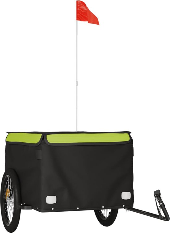 vidaXL - Fietstrailer - 45 - kg - ijzer - zwart - en - groen van vidaXL