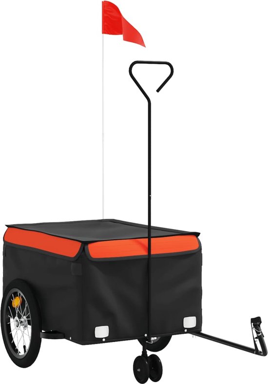 vidaXL - Fietstrailer - 45 - kg - ijzer - zwart - en - oranje van vidaXL