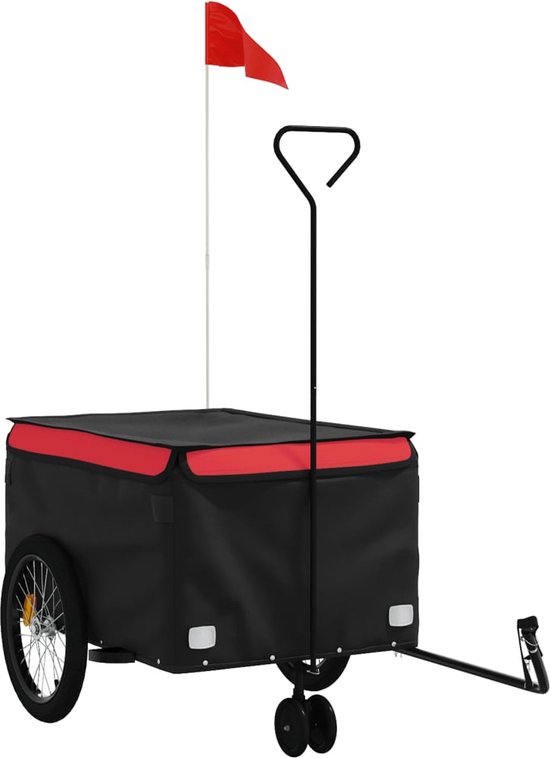vidaXL - Fietstrailer - 45 - kg - ijzer - zwart - en - rood van VidaXL