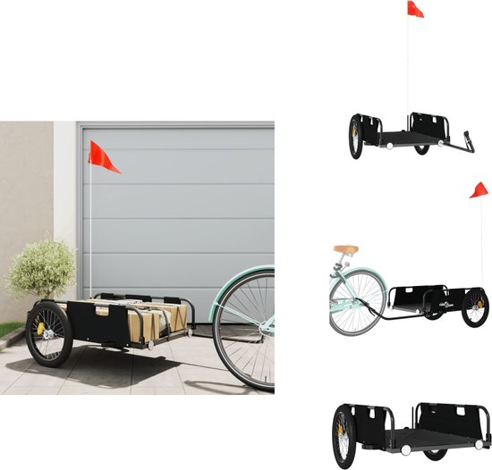 vidaXL Fietstrailer - Fietstrailers - Fiets Trailer - Fiets Transportkar - Fietskar oxfordstof en ijzer zwart van VidaXL