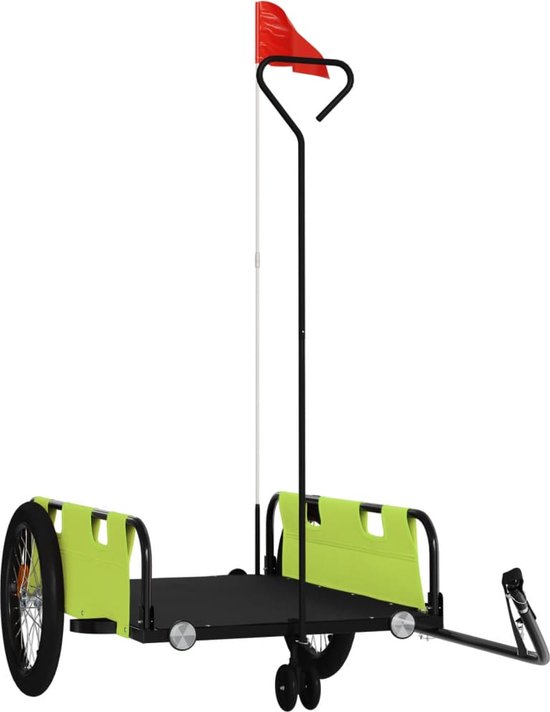 vidaXL - Fietstrailer - oxford - stof - en - ijzer - groen - en - zwart van VidaXL
