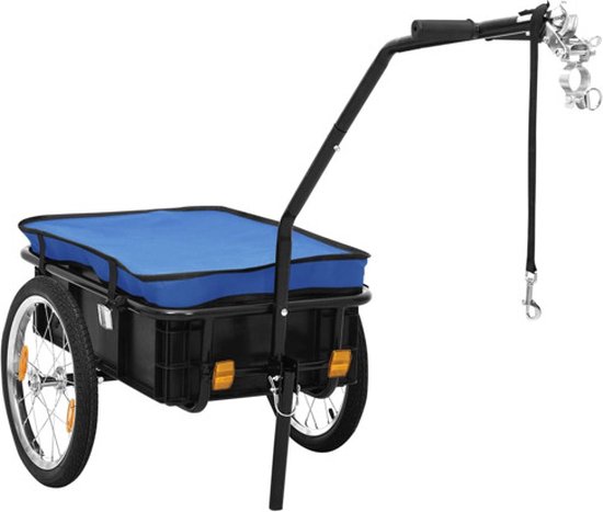 vidaXL - Fietstrailer/trekwagen - 155x60x83 - cm - staal - blauw van VidaXL