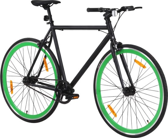 VidaXL - Heren Fiets - 28 Inch - 59 cm - Bike - Fiets - Lichtgewicht - Comfortabele Zithouding - Vaste Versnelling - Stijlvol en Praktisch - Mat Zwart met Groen - van vidaXL
