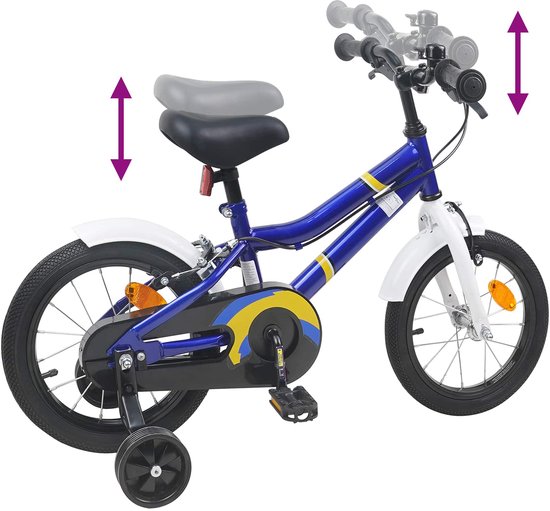 vidaXL - Kinderfiets - 12 - Inch - voor - 2-4 - jaar - oud - Blauw - wit