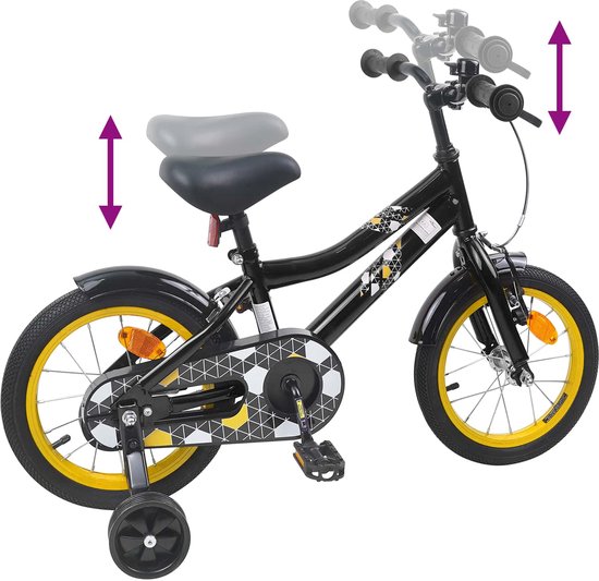 vidaXL - Kinderfiets - 14 - Inch - voor - 3-5 - jaar - oud - Zwart