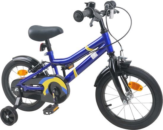 vidaXL - Kinderfiets - 16 - Inch - voor - 4-6 - jaar - oud - Blauw - wit