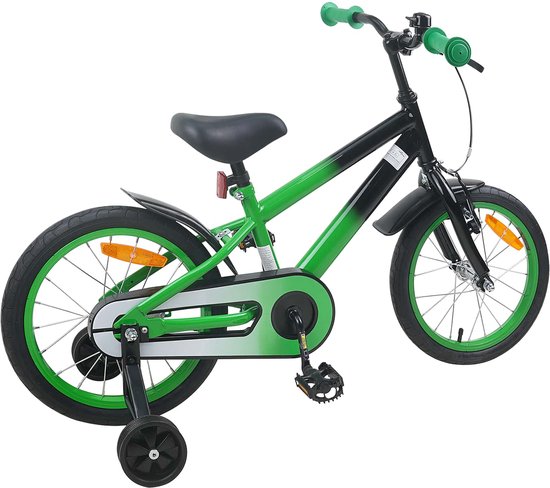 vidaXL - Kinderfiets - 16 - Inch - voor - 4-6 - jaar - oud - Groen - Zwart