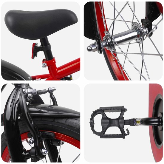vidaXL - Kinderfiets - 16 - Inch - voor - 4-6 - jaar - oud - Rood - Zwart