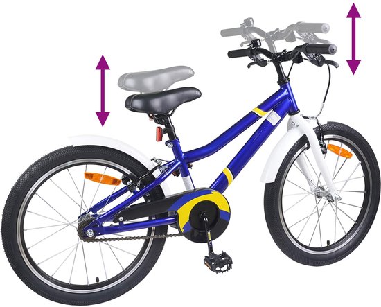 vidaXL - Kinderfiets - 18 - Inch - voor - 5-7 - jaar - oud - Blauw - wit