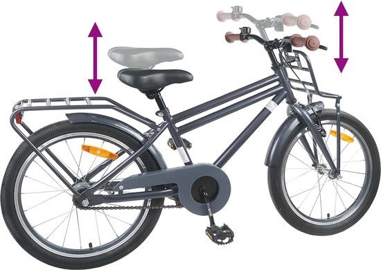 vidaXL - Kinderfiets - 18 - Inch - voor - 5-7 - jaar - oud - Donkergrijs van VidaXL