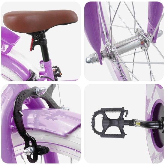 vidaXL - Kinderfiets - 18 - Inch - voor - 5-7 - jaar - oud - Paars van VidaXL