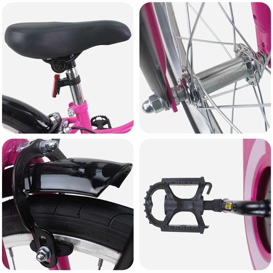 vidaXL - Kinderfiets - 18 - Inch - voor - 5-7 - jaar - oud - Roze - en - Zwart